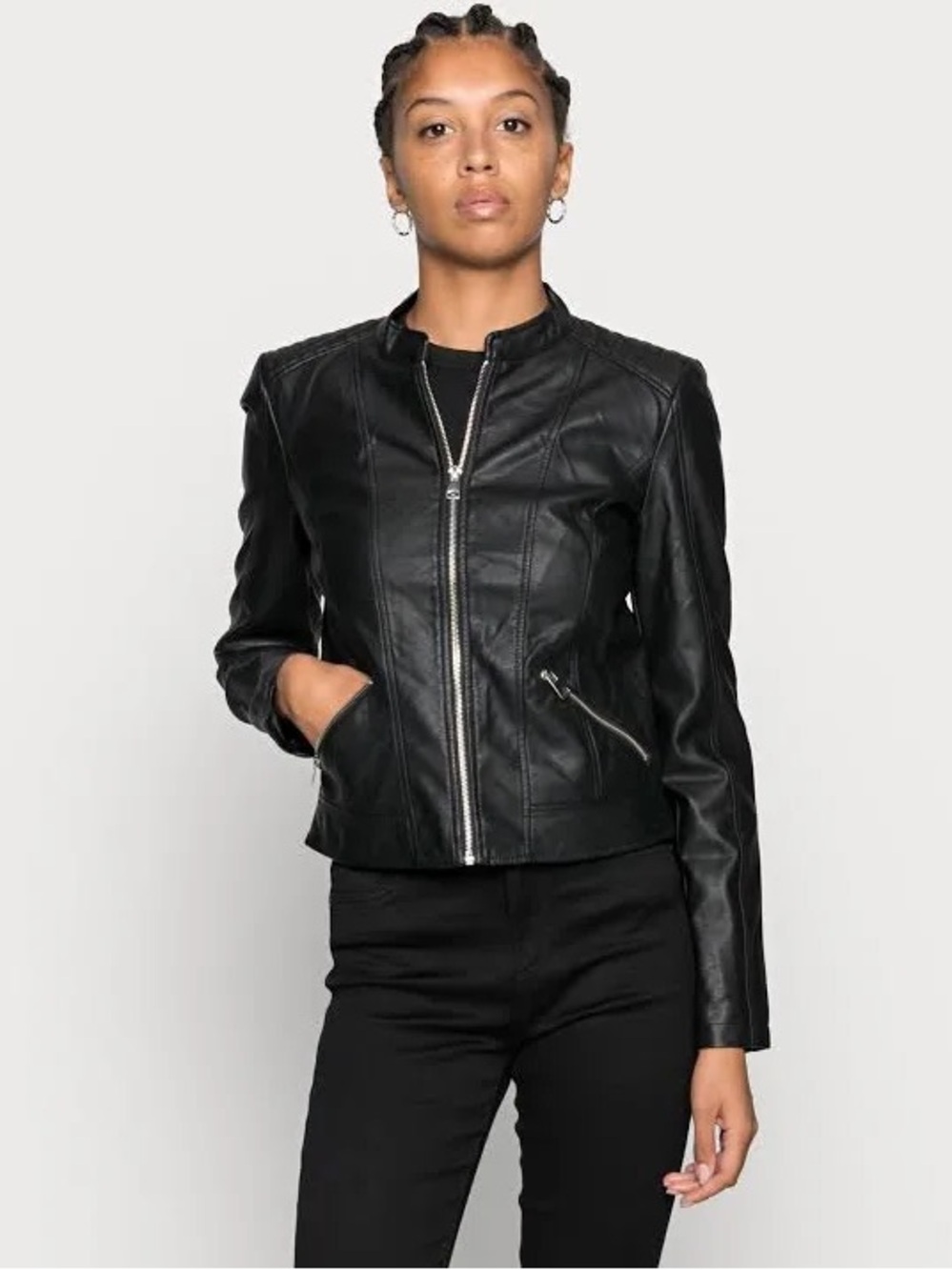 Vero Moda Black Faux Leather Zip-Front Jacket